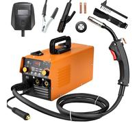 Saldatrice a Filo Continuo 140A 230V, 3 In 1 Multifunzione Saldatura MIG no Gas, ARC MMA, Lift TIG, IGBT Inverter, Saldatrice Portatile, con Display Digitale, Filo Animato da 0.8mm, Maschera, IP 21S