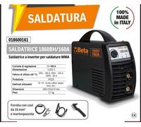 Saldatrice Inverter 160A MMA ad Elettrodo BETA Portatile con Cavi e Pinze 1860BH