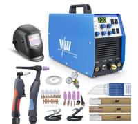 Saldatrice e Taglio Plasma 3 in 1 Analogica, 200P Kit Completo: AC/DC TIG 200A per Alluminio, MMA 170A, Plasma 50A, Controlli Manuali, IGBT, con Elmetto e Riduttore Gas - VECTOR WELDING