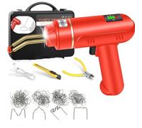 Saldatrice per plastica Kit di saldatura per plastica WeldeGun senza fili da 200 W, kit di riparazione paraurti ricaricabile tramite USB, 400/1200 pezzi di cucitrice a caldo(One set of red)