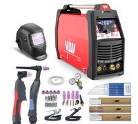 Saldatrice TIG AC/DC 5 in 1 per Alluminio e Plasma, MMA e Pulse, Accensione HF, 9 Memorie, VRD e Anti Stick, Kit Completo con Casco NewYork2500 - VECTOR WELDING