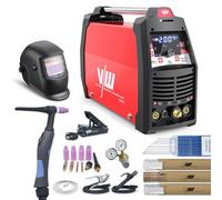 SET saldatrice TIG AC/DC 200A, maschera saldatura, pedale, accessori London 2400