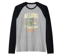 Saldatura, è Come Cucire con Fuoco Citazione Steelworker Saldatore Maglia con Maniche Raglan