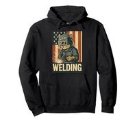 Saldatura Lavoro Bandiera Americana Divertente Gatto Saldatore Patriottico Felpa con Cappuccio