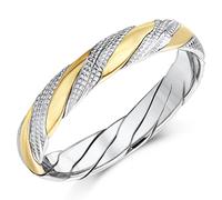 ' Saldi '' Fatto a Mano 9ct Oro Giallo e Bianco Decorato Twist Fede Nuziale 4mm