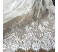 Saldi Lungo Chantilly Sposa Abito Pizzo Ciglia Floreale Gonne Costume Tessuto 3