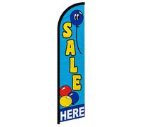 Saldi Qui Palloncini Blu Windless Banner Pubblicità Marketing Bandiera Premium