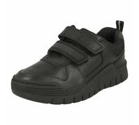SALDI RAGAZZI CLARKS SCOOTER SPEED NERO PELLE SCARPE CON NASTRO ADESIVO