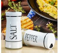 Sale e Pepe Set in Vetro, Saliera e Pepiera, Barattolo Sale Grosso e Fino, Porta Sale Grosso e Fino per in Cucina, BBQ, Lavabili in Lavastoviglie (Bianco)