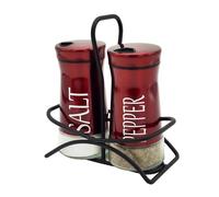 Sale e Pepe Set in Vetro, Saliera e Pepiera, Barattolo Sale Grosso e Fino, Porta Sale Grosso e Fino per in Cucina, BBQ, Lavabili in Lavastoviglie (Rosso)