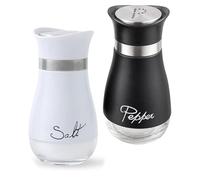 Sale e Pepe Set in Vetro, Saliera e Pepiera, Barattolo Sale Grosso e Fino, Porta Sale Grosso e Fino per in Cucina, BBQ, Lavabili in Lavastoviglie (Bianco e Nero)