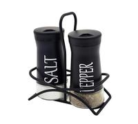 Sale e Pepe Set in Vetro, Saliera e Pepiera, Barattolo Sale Grosso e Fino, Porta Sale Grosso e Fino per in Cucina, BBQ, Lavabili in Lavastoviglie (Nero)