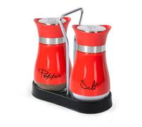 Sale e Pepe Set in Vetro, Saliera e Pepiera, Barattolo Sale Grosso e Fino, Porta Sale Grosso e Fino per in Cucina, BBQ, Lavabili in Lavastoviglie (Rosso)