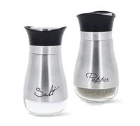 Sale e Pepe Set in Vetro, Saliera e Pepiera, Barattolo Sale Grosso e Fino, Porta Sale Grosso e Fino per in Cucina, BBQ, Lavabili in Lavastoviglie (Argento)