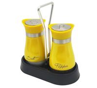 Sale e Pepe Set in Vetro, Saliera e Pepiera, Barattolo Sale Grosso e Fino, Porta Sale Grosso e Fino per in Cucina, BBQ, Lavabili in Lavastoviglie (Giallo)