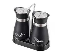 Sale e Pepe Set in Vetro, Saliera e Pepiera, Barattolo Sale Grosso e Fino, Porta Sale Grosso e Fino per in Cucina, BBQ, Lavabili in Lavastoviglie (Nero)