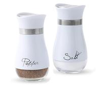 Sale e Pepe Set in Vetro, Saliera e Pepiera, Barattolo Sale Grosso e Fino, Porta Sale Grosso e Fino per in Cucina, BBQ, Lavabili in Lavastoviglie (Bianco)