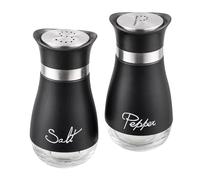 Sale e Pepe Set in Vetro, Saliera e Pepiera, Barattolo Sale Grosso e Fino, Porta Sale Grosso e Fino per in Cucina, BBQ, Lavabili in Lavastoviglie (Nero)