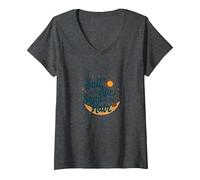 Sale Nell'Aria Sabbia nei Miei Capelli Spiaggia Estate Maglietta con Collo a V, Donna, Grigio Scuro, XL