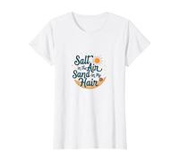 Sale Nell'Aria Sabbia nei Miei Capelli Spiaggia Estate Maglietta, Donna, Bianco, XXL