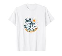Sale Nell'Aria Sabbia nei Miei Capelli Spiaggia Estate Maglietta, Uomo, Bianco, 4XL