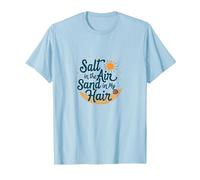 Sale Nell'Aria Sabbia nei Miei Capelli Spiaggia Estate Maglietta, Uomo, Celeste, XL