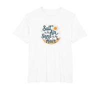 Sale Nell'Aria Sabbia nei Miei Capelli Spiaggia Estate Maglietta, Uomo Taglie Grandi, Bianco, 4X Tall
