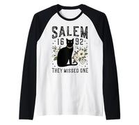 Salem 1692 Hanno Perso Una Salem Witch Trial Moon Cat Lady Maglia con Maniche Raglan