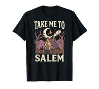 Salem Witch House, Spooky Fall Cottage con Simpatico Gatto Nero Maglietta