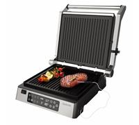 SALENTE FlamePro - Griglia a contatto con sensore di temperatura esterno, 8 programmi, piastra antiaderente 2200 W, piastre rimovibili, griglia elettrica per grigliare senza grassi