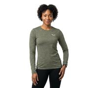 Salewa - T-shirt da escursionismo traspirante a maniche lunghe - Puez Melange Dry W L/S Tee Faded Green Melange per Donne - Taglia XL - Verde