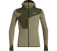 Salewa - Pile caldo e leggero - Puez 2 Dry M L/S Hood FZ Tee Dark Olive Melange per Uomo - Taglia S - Verde