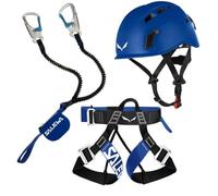 Salewa - Set completo per arrampicata Premium Attac Plus con cintura e casco Blu