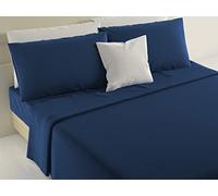 SalGiu Completo Set Lenzuola 100% Cotone Tinta Unita (1 Piazza e Mezza, Blu)