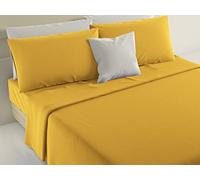 SalGiu Completo Set Lenzuola 100% Cotone Tinta Unita (1 Piazza e Mezza, Giallo)