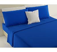 SalGiu Completo Set Lenzuola 100% Cotone Tinta Unita (Singolo, Blu Nazionale)