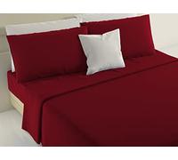 SalGiu Completo Set Lenzuola 100% Cotone Tinta Unita (Singolo, Bordeaux)