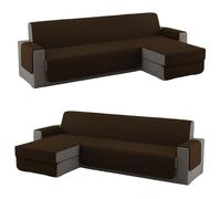 SalGiu Copridivano Trapuntato Con Penisola Reversibile Destra Sinistra Double Face Salvadivano (3 Posti, Marrone)