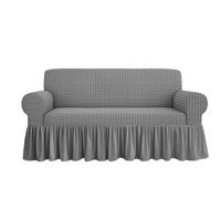 SalGiu Copridivano Volant Gonna Elasticizzato Copripoltrona Adattabile Universale Voilà (3 Posti, Grigio Chiaro)