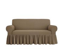 SalGiu Copridivano Volant Gonna Elasticizzato Copripoltrona Adattabile Universale Voilà (4 Posti, Tortora)