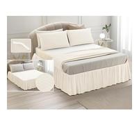 SalGiu Coprirete Con Volant Balza Trapuntato Con Elastici Letto Matrimoniale Imbottito Traspirante (Panna)