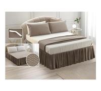 SalGiu Coprirete Con Volant Balza Trapuntato Con Elastici Letto Matrimoniale Imbottito Traspirante (Tortora)