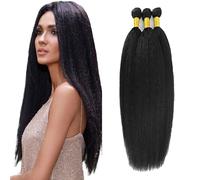 Salharer Extension Capelli Veri Tessitura Yaki Human Hair Bundles Unprocessed Real Hair 3 Extensions 50g/Per Double Weft Remy Natural Black Color for woman 22 24 26 Inch