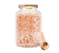 Sali da bagno decorativi in vetro da 2 l con coperchio in legno - Contenitore in vetro ermetico per bagno e camera degli ospiti - Conservazione di bombe da bagno, saponi, sali esfolianti - Contenitore