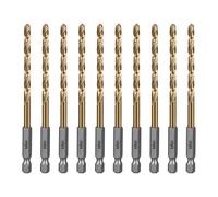 SALI Set di 10 punte per trapano HSS, codolo esagonale, punte per trapano rapido, Ø 4,8 mm, ricambio rapido, attacco esagonale da 1/4", punta elicoidale per legno, plastica, alluminio