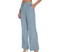 Salicharm Salicharm - Pantaloni elastici a gamba larga, morbidi e setosi, per donne anziane oltre i 50 anni, Azzurro, XL