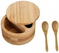 saliera, 1 set di contenitori in legno for sale e spezie, barattoli for condimenti con coperchi cucchiai, for zucchero, pepe