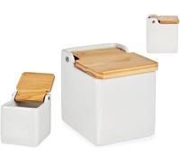 Saliera bianca quadrata con coperchio, 10,5 x 10,5 x 10,5 cm circa -1 pezzo