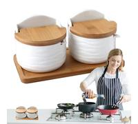 Saliera Con Coperchio- Saliera Con Coperchio | Contenitore Per La Conservazione Del Sale In Ceramica 2X Con Cucchiaio E Coperchio, Scatola Per Condimenti, Barattolo Per Condimenti Da Cucina
