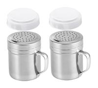 Saliera e Pepe in Metallo con Manico 2 Pezzi Portaspezie in Acciaio Inossidabile con Fori e Coperchi Saliera per Cucina 2, 8x3, 7 Pollici Portaspezie